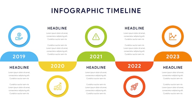 Timeline Infographic Elements with five Steps and Diagram