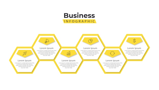 Timeline infographic hexagon 5 option