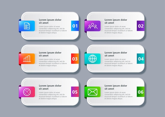 Timeline infographic template with 6 steps