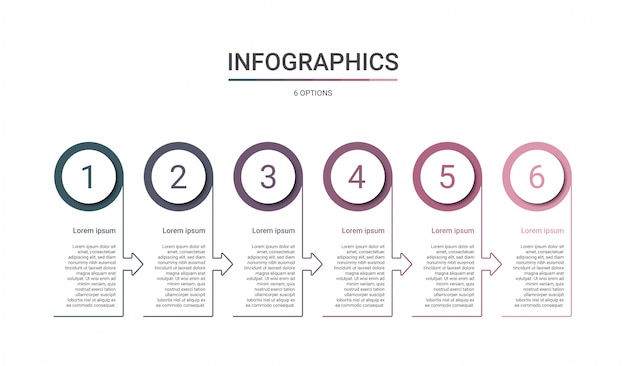 Timeline infographic template with six options