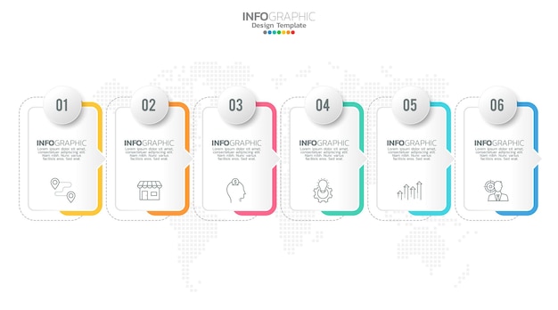 Timeline infographic vector with 6 steps can be used for workflow layout diagram annual report web design