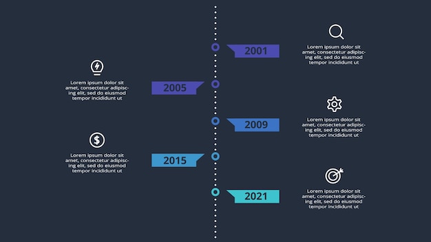 Timeline infographic with 5 elements template for web on a black background business presentation vector illustration