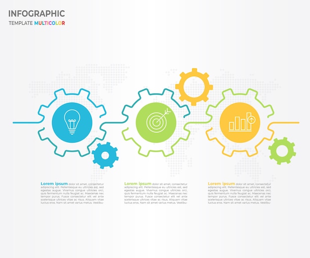 Timeline infographic with gear 3 options