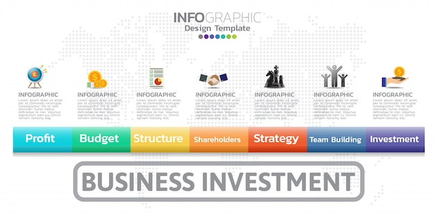 Timeline infographics design template with 7 options