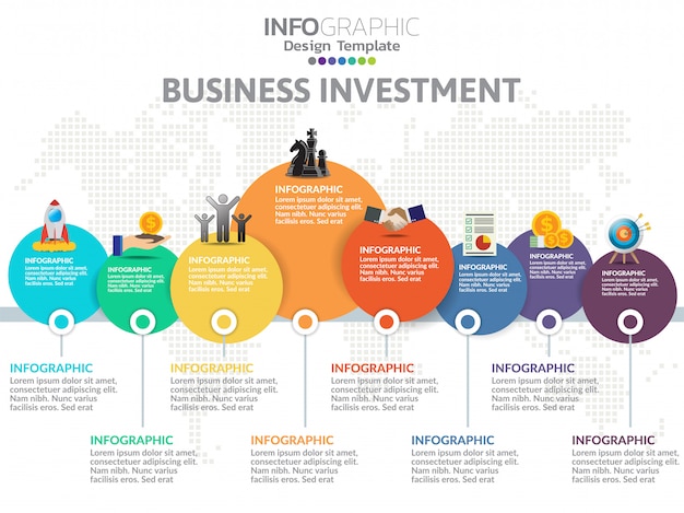 Timeline infographics design template with 7 options