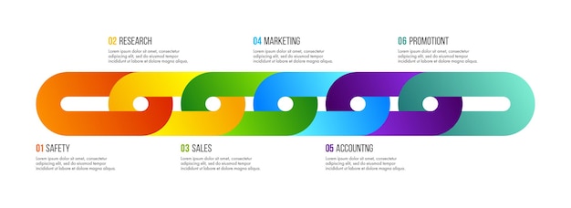 Timeline infographics design with blockchain. Business concept with 6 options, steps or processes.