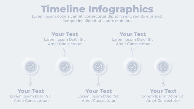 Timeline neumorphic business infographic presentation slide template