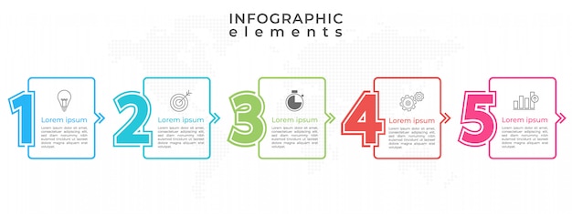 Timeline number infographic template 5 option.