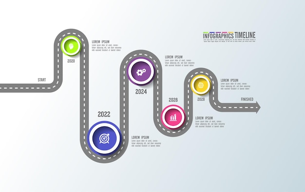 Timeline process infographic business template gradient colorful