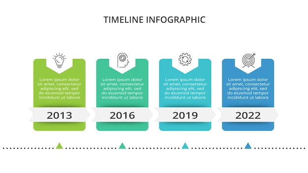 Timeline with 4 elements infographic template for web business presentations vector illustration