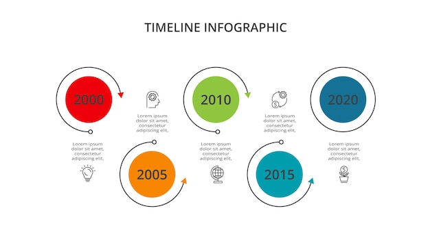 Timeline with 7 elements infographic template for web business presentations vector illustration