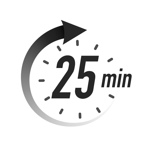 Timer icon 25 minutes vector black color