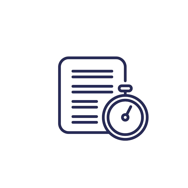 Timesheet line icon document and stopwatch