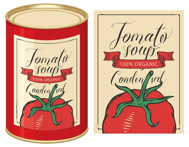 tin can and label for tomato soup