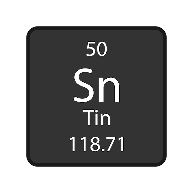 Tin symbol Chemical element of the periodic table Vector illustration