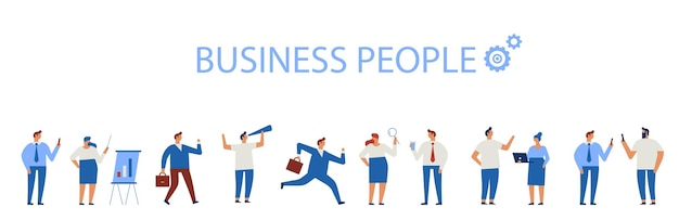 Tiny business people, teamwork flat vector characters