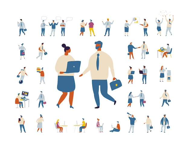 Vector tiny business people vector set