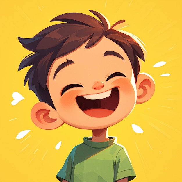 A tiny Indian boy enjoys Childrens Day cartoon style