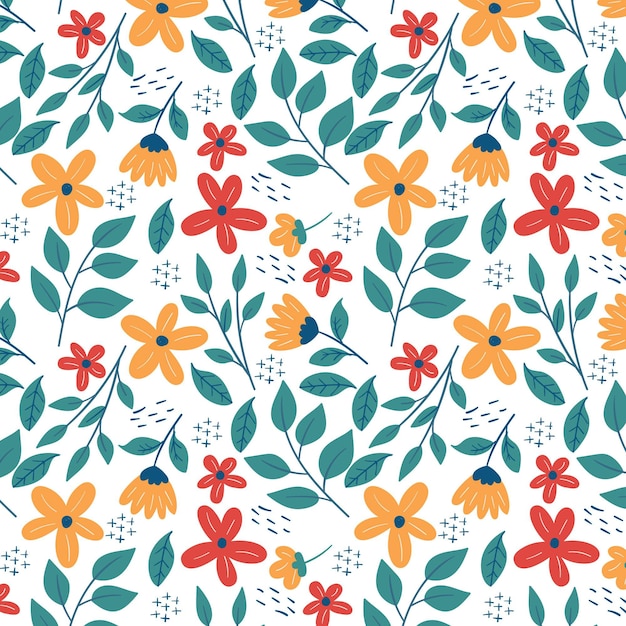 Tiny leaves and flowers floral pattern template