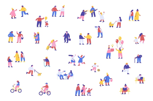 Tiny People Crowd Vector People bundle vector set