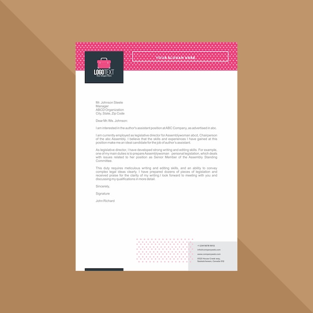 Tiny Sharp Pink Polka dots Letterhead