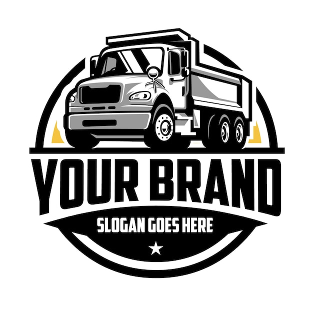 Tipper truck company logo badge vector. Best for trucking and freight related industry