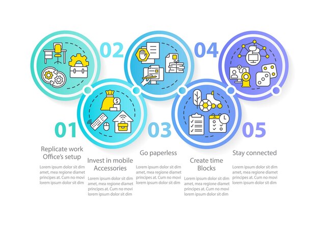 Tips for remote work productivity circle infographic template