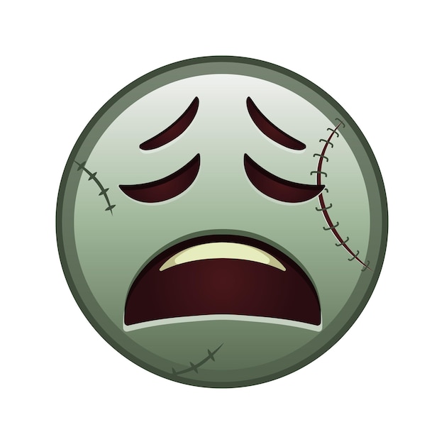 Vector tired face large size of zombie halloween emoji