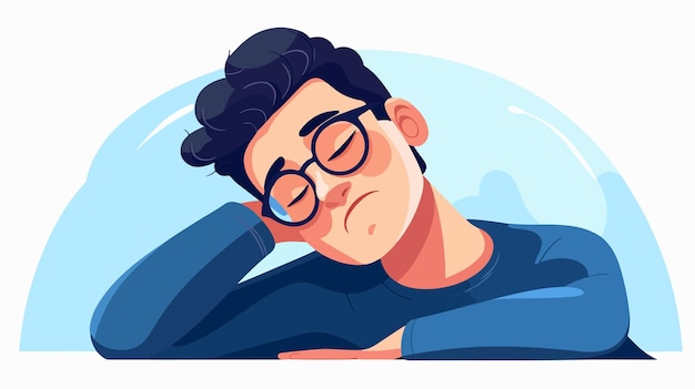 Vector tired person flat vector illustration on white background