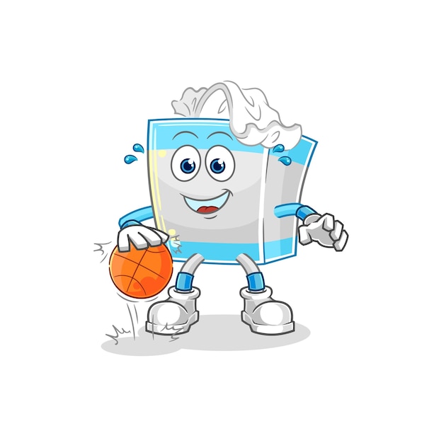 Tissue box dribble basketball character cartoon mascot vector