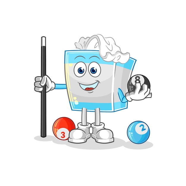 Tissue box plays billiard character cartoon mascot vector