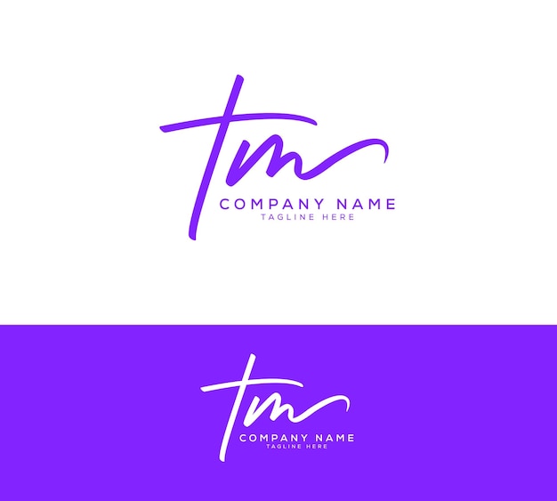 Vector tm initial letter handwriting and signature logo tm logo design