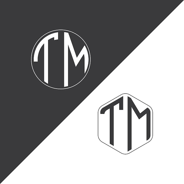 Vector tm initial monogram logo with circle and polygon shape creative logo design