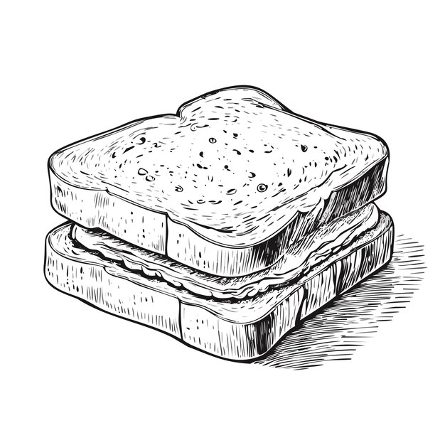 Vector toast food meal menu dish delicious cuisine eat sketch style