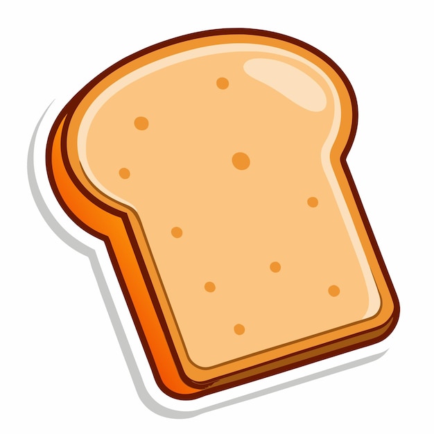 Vector toasted bread slice cartoon sticker on a isolated white background 12