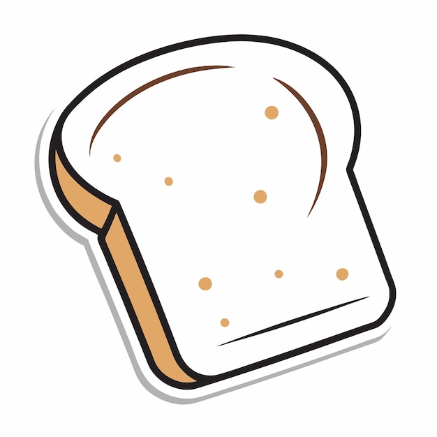 Toasted bread slice cartoon sticker on a isolated white background 19