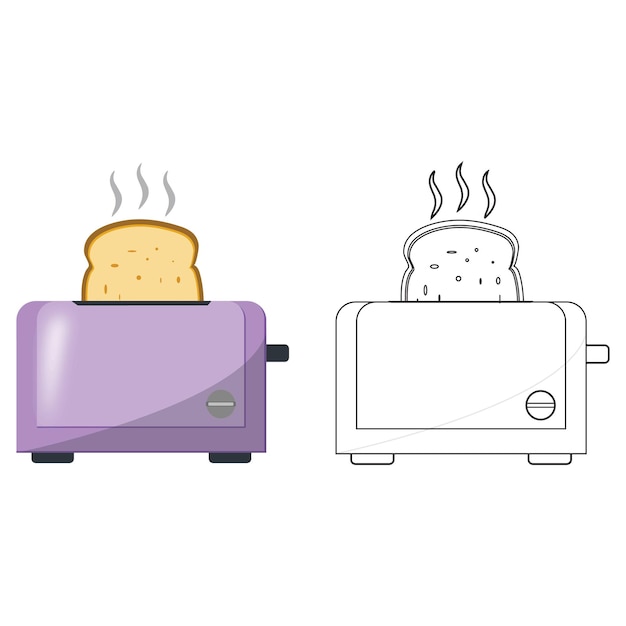 Toaster Outline with Color Clipart