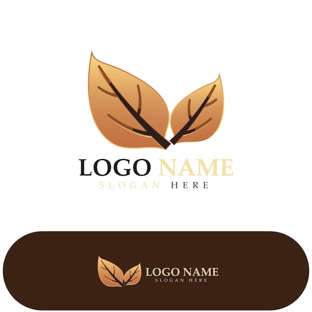 Tobacco leaf logotobacco field and tobacco cigarette logo template design vector