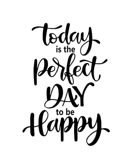 Today is the perfect day to be happy hand lettering motivational quotes