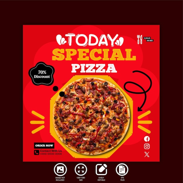 today special pizza social media post template