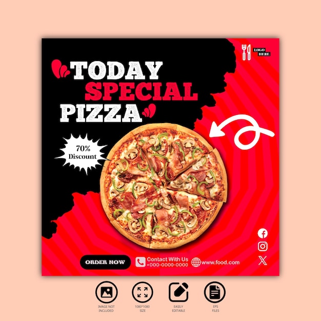 today special pizza social media post template