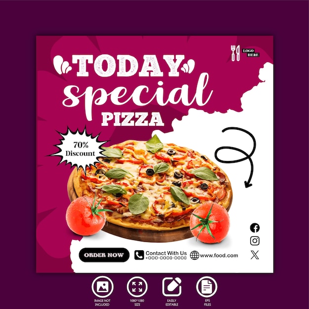 today special pizza social media post template