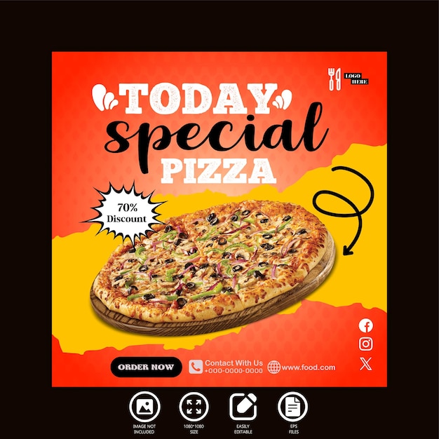 today special pizza social media post template