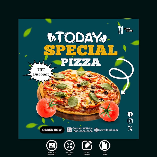 today special pizza social media post template