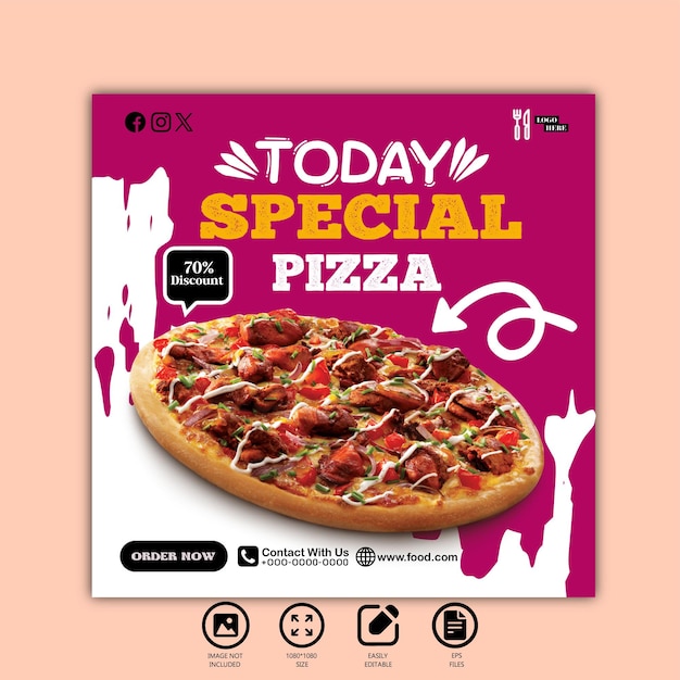 today special pizza social media post template