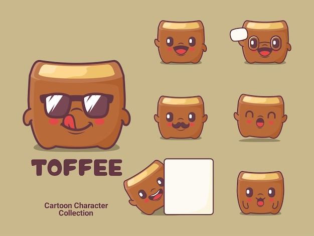 Toffee cartoon character vector illustration