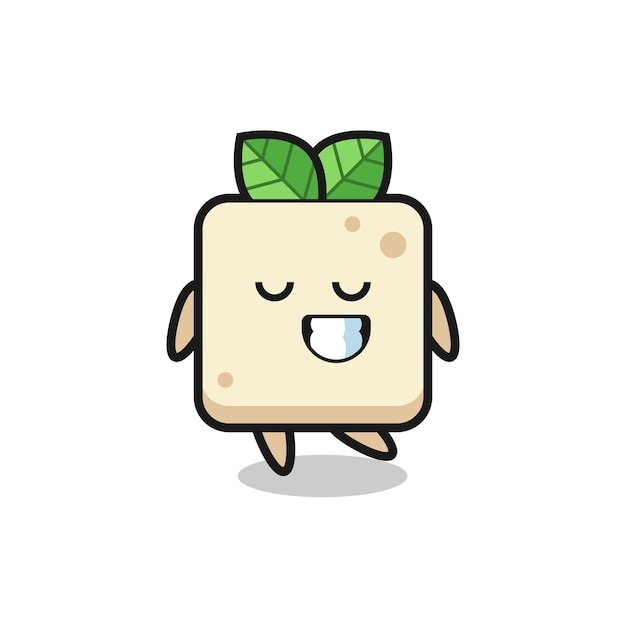 Tofu cartoon illustration with a shy expression , cute style design for t shirt, sticker, logo element