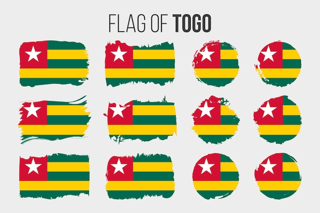 Togo flag Illustration brush stroke and grunge flags of Togo isolated on white