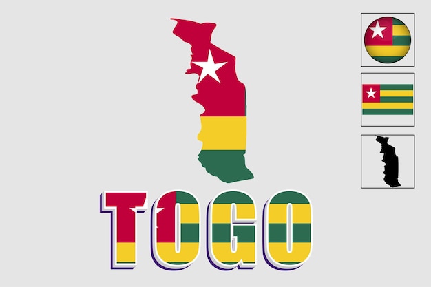 Togo flag and map in a vector graphic