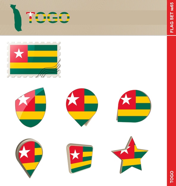 Togo Flag Set Flag Set 65 Vector